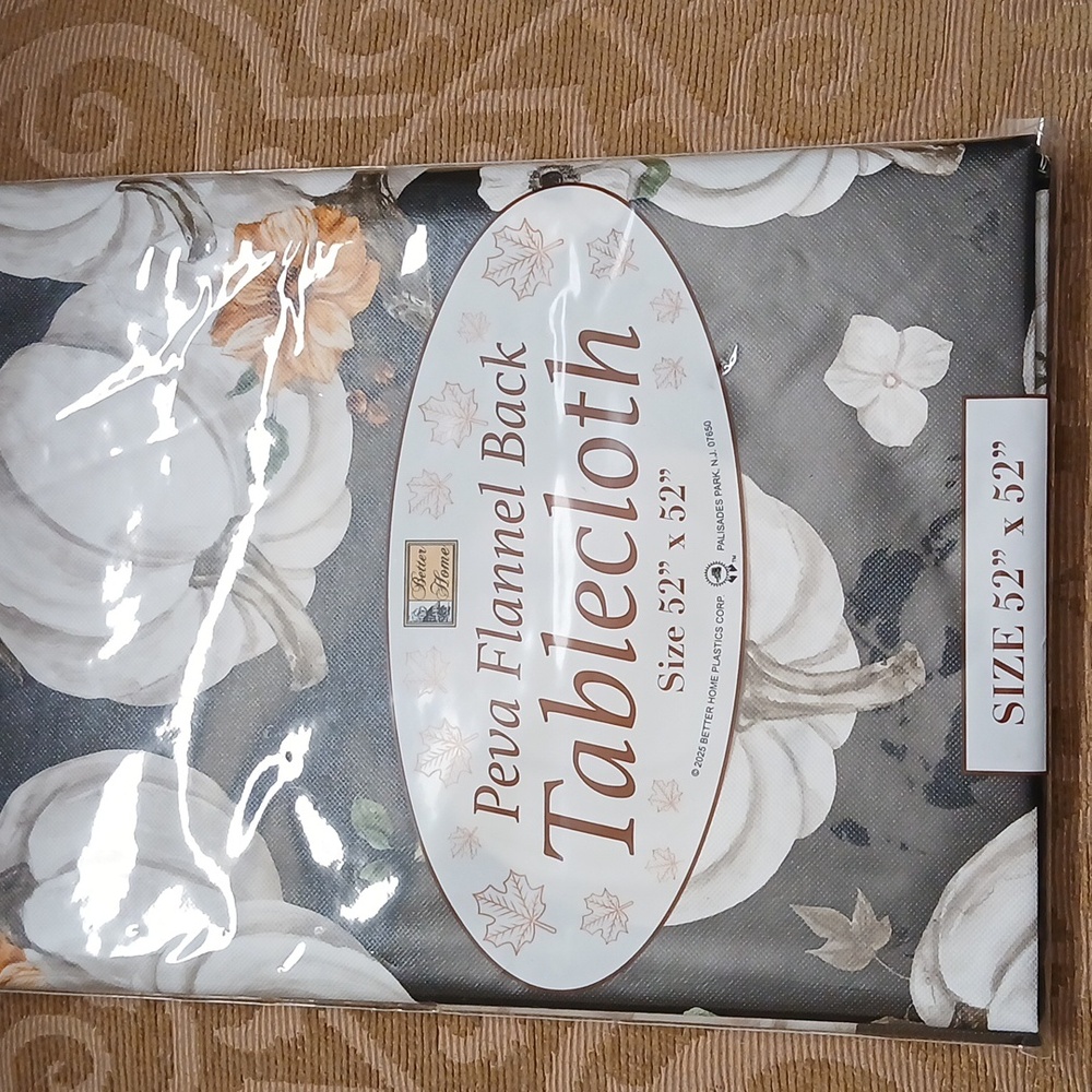 Pumpkin BH Tablecloth Vinyl Autumn Harvest Fall Thanksgiving Peva Flann Back NIP